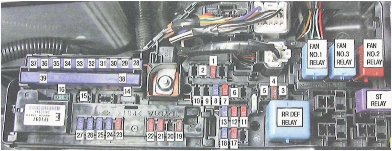 Расшифровка предохранителей и реле Toyota Camry V40 модели с 2005 года
