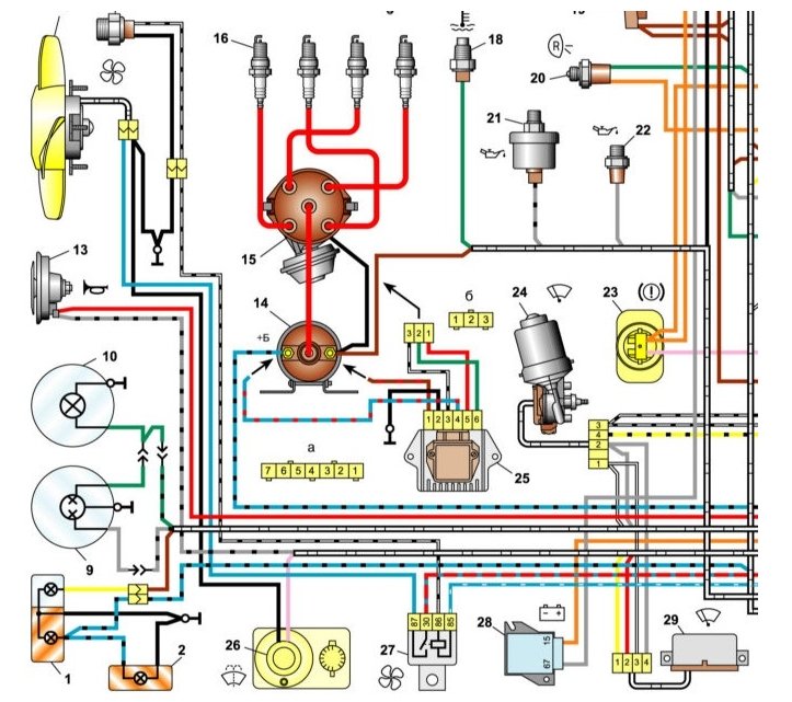 Схема электрооборудования Ваз 2106 с расшифровкой предохранителей